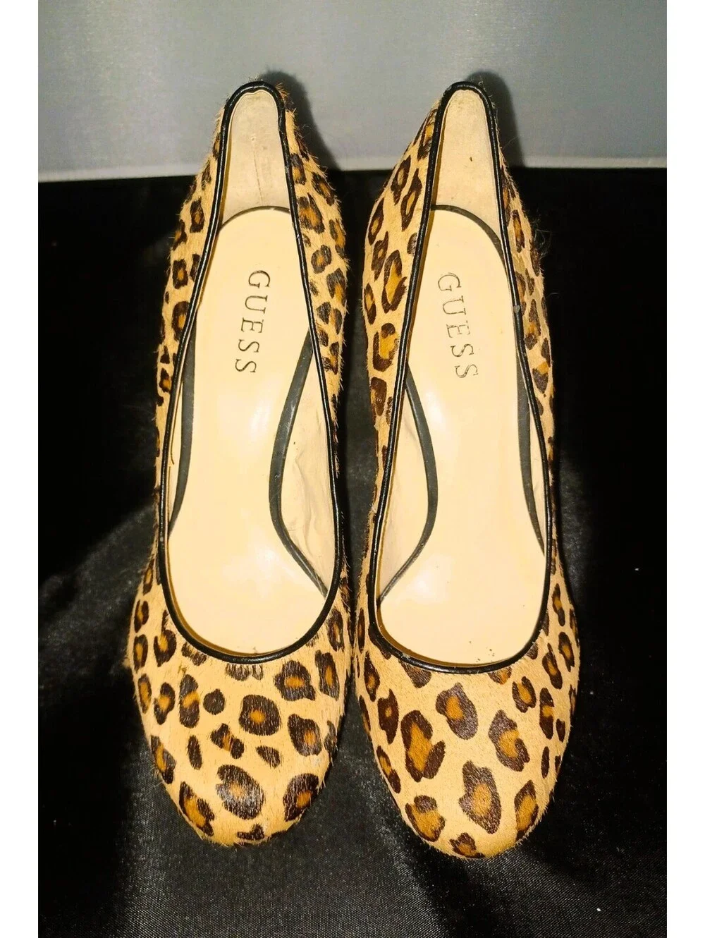 Guess leopard print womens pumps 8 calf hair heels designer